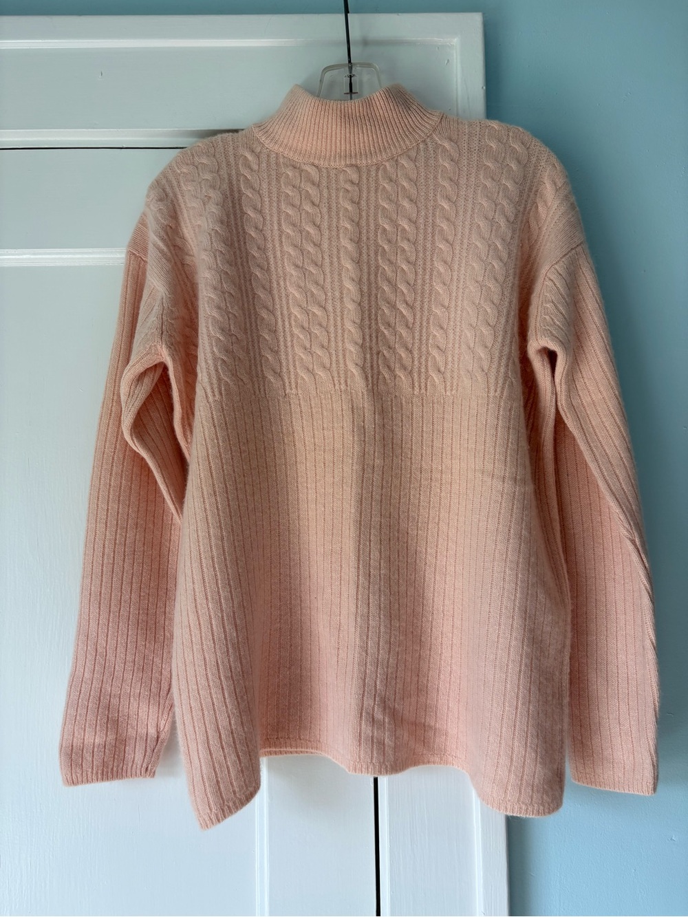 Vintage Lambswool Angora Cable Knit Mock Neck Karen Scott Sweater Preppy Ballet